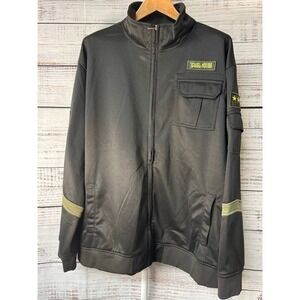 JEWEL HOUSE Mens Black Full Zip Jacket With‎ Patches Military Style